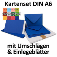 50x Faltkarten SET DIN A6/C6 mit Brief-Umschlägen in Royalblau / Königsblau - inklusive Einleger - 14,8 x 10,5 cm - Premium Qualität - FarbenFroh