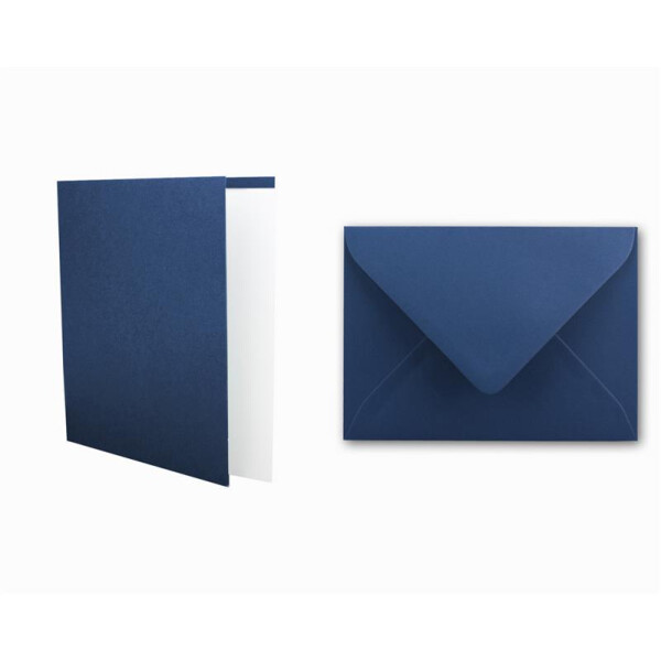 Einladungskarten inklusive Briefumschläge & Einlegeblätter - 25er-Set - Blanko Klapp-Karten in Dunkel-Blau - bedruckbare Post-Karten in DIN B6 Format - speziell zum Selbstgestalten & Kreieren