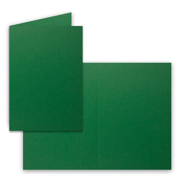 25x Falt-Karten DIN A6 in Dunkelgrün (Grün) - 10,5 x 14,8 cm - Blanko - Doppel-Karten - 220 g/m²