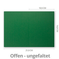 25x Falt-Karten DIN A6 in Dunkelgrün (Grün) - 10,5 x 14,8 cm - Blanko - Doppel-Karten - 220 g/m²