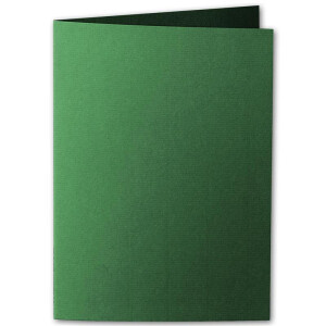 ARTOZ 50x DIN B6 Faltkarten - Tannengrün (Grün) gerippt 120 x 169 mm Klappkarten blanko - Karten zum selbstgestalten mit 220 g/m² edle Egoutteur-Rippung - Serie 1001
