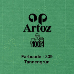 ARTOZ 50x DIN B6 Faltkarten - Tannengrün (Grün) gerippt 120 x 169 mm Klappkarten blanko - Karten zum selbstgestalten mit 220 g/m² edle Egoutteur-Rippung - Serie 1001