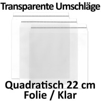 Durchsichtige Briefumschläge Quadratisch 22 cm - 100 Stück - Haftklebung - glasklare Post-Umschläge aus Transparentfolie - 220 x 220 mm - ideal für Werbung und Einladungen - von GUSTAV NEUSER