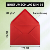 50x DIN B6 Faltkarten-Set - rot - 115 x 170 mm - 11,5 x 17 cm - Doppelkarten mit Umschlägen und Einleger-Papier - FarbenFroh by GUSTAV NEUSER