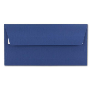 50x Briefumschläge DIN Lang 11 x 22 cm gerippt in Dunkelblau gefüttert mit blauem Seiden-Papier 110 g/m² Haftklebung