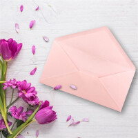 100 Brief-Umschläge Rosa DIN Lang - 110 x 220 mm (11 x 22 cm) - Nassklebung ohne Fenster - Ideal für Einladungs-Karten - Serie FarbenFroh