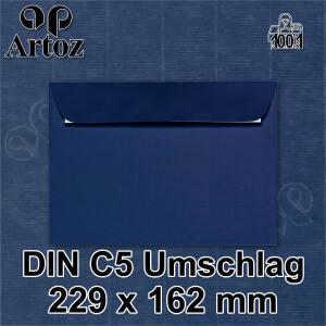 ARTOZ 50x Briefumschläge DIN C5 Blau (classic blue) - 229 x 162 mm Kuvert ohne Fenster - Umschläge selbstklebend haftklebend - Serie Artoz 1001