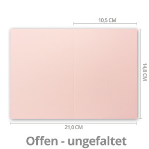 50x Falt-Karten DIN A6 in Rosa - 10,5 x 14,8 cm - Blanko - Doppel-Karten - 220 g/m²