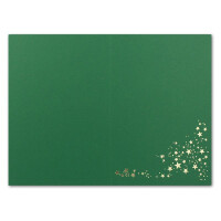 Faltkarten DIN B6 - Dunkelgrün mit goldenen Metallic Sternen - 50 Stück - 11,5 x 17 cm - blanko für Drucker geeignet Ideal für Weihnachtskarten - Marke: NEUSER FarbenFroh