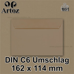 ARTOZ 25x Briefumschläge DIN C6 Taupe (Braun) - 16,2 x 11,4 cm - haftklebend - gerippte Kuverts ohne Fenster - Serie Artoz 1001