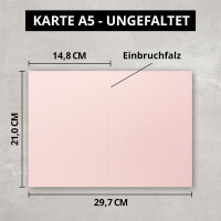DIN A5 Faltkarten - Rosa - 50 Stück - Einladungskarten 