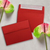 200x Briefumschläge leuchtend Rot DIN C6 Format 11,4 x 16,2 cm - Haftklebung - Kuverts ohne Fenster - Weihnachten, Grußkarten & Einladungen - Für A6 & A4 Papier