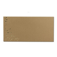 50x Kraftpapier Briefumschläge mit Metallic Sternen - DIN Lang - Gold geprägter Sternenregen - Farbe: Braun - Nassklebung - 120 g/m² - 110 x 220 mm - ideal für Weihnachten