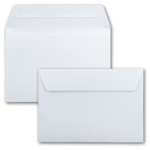 50x Briefumschläge 12 x 18 cm - ca DIN B6 mit Haftklebung, weiß, stabile 90 Gramm pro m², Umschläge für Grußkarten und Einladungen