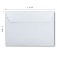 50x Briefumschläge 12 x 18 cm - ca DIN B6 mit Haftklebung, weiß, stabile 90 Gramm pro m², Umschläge für Grußkarten und Einladungen