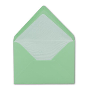 50 Briefumschläge in Minze mit weißem Innenfutter - Kuverts in DIN B6 Format  - 12,5 x 17,6 cm - Seidenfutter - Nassklebung