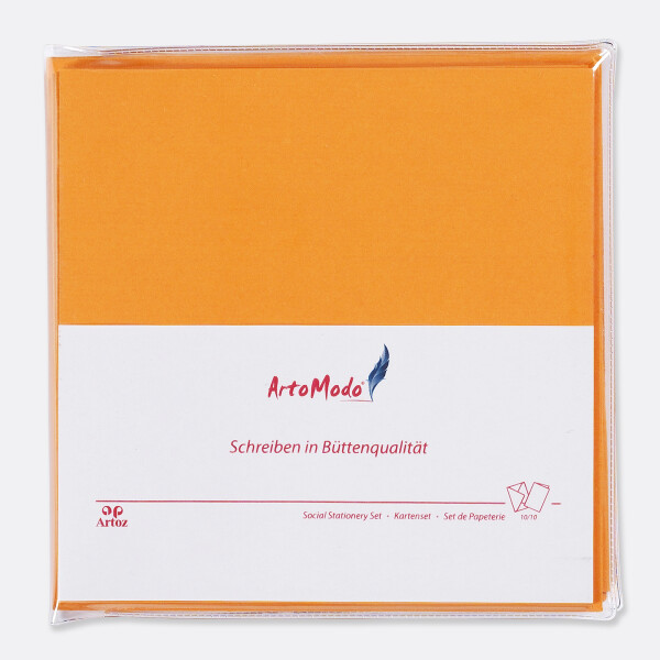 Artoz SET quadratisch Farbe: Orange 10x Klappkarten 10x Briefumschläge Serie Artoz 1001 im SET ArtoModo Format: 160 x 160 mm