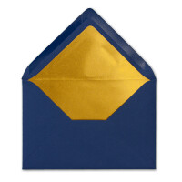 Kuverts Nachtblau - 50 Stück - Brief-Umschläge DIN C6 - 114 x 162 mm - 11,4 x 16,2 cm - Naßklebung - matte Oberfläche & Gold-Metallic Fütterung - ohne Fenster - für Einladungen