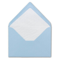 25x Kuverts in Hellblau - Brief-Umschläge in DIN B6 - 12,5 x 17,6 cm geripptes Papier - hochwertiges Seidenfutter für Weihnachten & festliche Anlässe