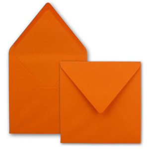 25x Quadratische Briefumschläge in Orange - 15,5 x 15,5 cm - ohne Fenster, mit Nassklebung - 110 g/m² - Für Einladungskarten zu Hochzeit, Geburtstag und mehr - Serie FarbenFroh