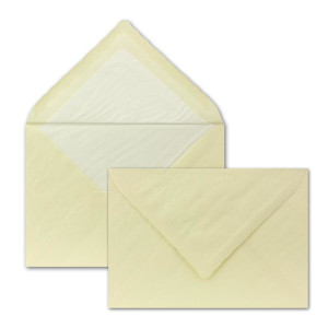 25 Briefumschläge ivory - DIN C6 - mit gehämmerter Oberfläche, gefüttert mit Seidenpapier - 80 g/m² - 162 x 114 mm - Nassklebung - Marke: NEUSER