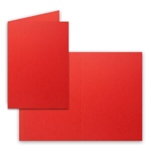 50 Faltkarten B6 - Rot - Blanko Doppel-Karten - 12 x 17 cm - sehr formstabil - für Drucker geeignet - Serie: FarbenFroh