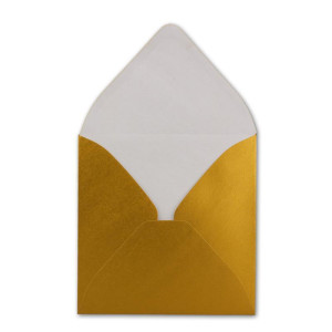 50x Quadratische Briefumschläge in Gold Metallic - 15,5 x 15,5 cm - ohne Fenster, mit Nassklebung - 110 g/m² - Für Einladungskarten zu Hochzeit, Geburtstag und mehr - Serie FarbenFroh