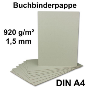 20 Stück Buchbinderpappe DIN A4 - Stärke 1,5 mm ( 0,15 cm ) - Grammatur: 920 g/m² - Format: 29,7 x 21 cm - Farbe: Grau-Braun