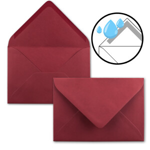 200 Brief-Umschläge - Dunkel-Rot - DIN C6 - 114 x 162 mm - Kuverts mit Nassklebung ohne Fenster für Gruß-Karten & Einladungen - Serie FarbenFroh