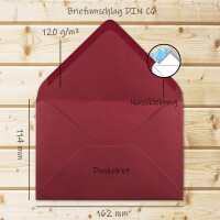 200 Brief-Umschläge - Dunkel-Rot - DIN C6 - 114 x 162 m