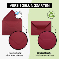 200 Brief-Umschläge - Dunkel-Rot - DIN C6 - 114 x 162 m
