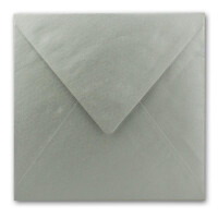 50x Briefumschläge Quadratisch 16 x 16 cm in Silber Metallic- Umschläge mit weißem Seidenfutter - Kuverts ohne Fenster & mit Nassklebung - Für Einladungskarten zu Hochzeit und Geburtstag
