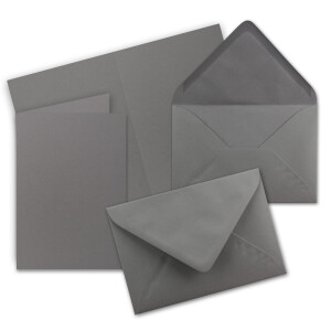 10x Faltkarten Set mit Briefumschlägen DIN A6 / C6 - Graphitgrau (Grau) - 14,8 x 10,5 cm (105 x 148) - Doppelkarten Set - Serie FarbenFroh