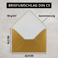Metallic Briefumschläge in Gold Metallic - 25 Stüc