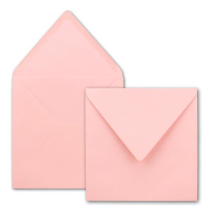 50x Quadratische Briefumschläge in Rosa - 15,5 x 15,5 cm - ohne Fenster, mit Nassklebung - 110 g/m² - Für Einladungskarten zu Hochzeit, Geburtstag und mehr - Serie FarbenFroh
