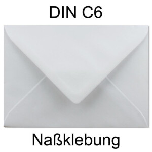 50x Briefumschläge DIN C6 - 11,4 x 16,2 cm - mit Nassklebung - Farbe: Weiss - Grammatur: 80 Gramm pro m² - Marke: NEUSER PAPIER