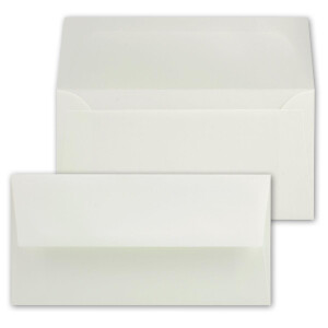 50 Stück DIN Lang Vintage Briefumschläge, Büttenpapier, 11 x 22 cm, Weiß halbmatt hochwertige Brief-Kuverts