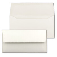 50 Stück DIN Lang Vintage Briefumschläge, Büttenpapier, 11 x 22 cm, Weiß halbmatt hochwertige Brief-Kuverts
