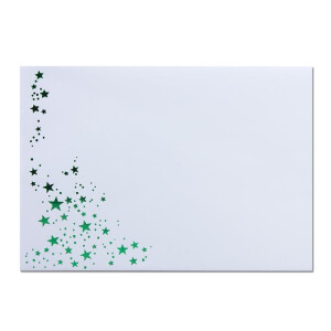 100x Weihnachts-Briefumschläge - DIN B6 - mit Grün-Metallic geprägtem Sternenregen - Farbe: Weiß - Nassklebung, 100 g/m² - 120 x 180 mm - Marke: GUSTAV NEUSER