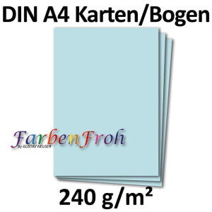 50 DIN A4 Papier-bögen Planobogen - Hellblau (Blau) - 240 g/m² - 21 x 29,7 cm - Bastelbogen Ton-Papier Fotokarton Bastel-Papier Ton-Karton - FarbenFroh