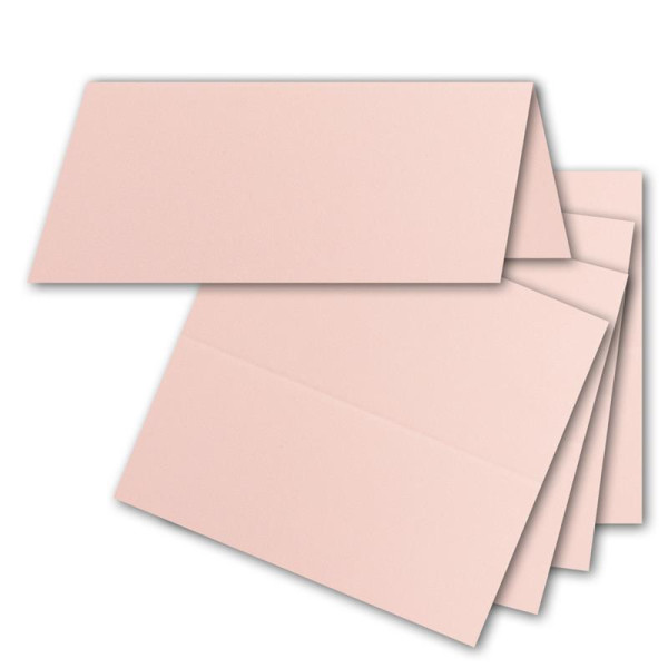 50x Tischkarten in Rosa - 4,5 x 10 cm - blanko - Doppel-Karten - als Platzkarten und Namenskarten für Hochzeit und Feste