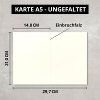 DIN A5 Faltkarten - Naturweiß - 25 Stück - Einlad