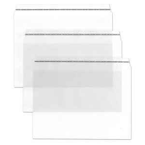Durchsichtige Briefumschläge in DIN C6 - 50 Stück - Haftklebung - glasklare Post-Umschläge aus Transparentfolie - 16,2 x 11,4 cm - ideal für Werbung, Einladungen und Präsente - von GUSTAV NEUSER