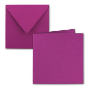 50x Quadratisches Falt-Karten-Set - 15 x 15 cm - mit Brief-Umschlägen - Amarena - Nassklebung - für Grußkarten, Einladungen & mehr