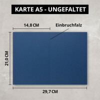 DIN A5 Faltkarten - Dunkelblau - Nachtblau - 50 Stück -