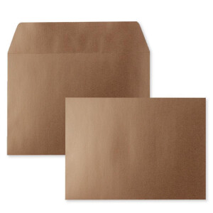 50x Bronze-Metallic Brief-Umschläge DIN C6 Format 11,4 x 16,2 cm - Haftklebung - Kuverts ohne Fenster - Weihnachten, Grußkarten & Einladungen