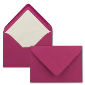 100 Briefumschläge in Amarena mit weißem Innenfutter - Kuverts in DIN B6 Format  - 12,5 x 17,6 cm - Seidenfutter - Nassklebung