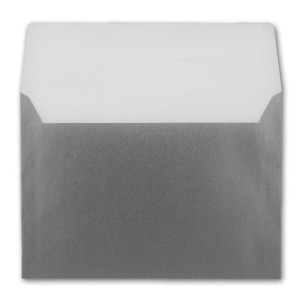50x Briefumschläge DIN C5 Silber Metallic - 16,2 x 22,9 cm - Haftklebung - glänzende Kuverts für große Einladungen und Karten zum Geburtstag oder Hochzeit