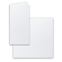 100x Falt-Karten DIN Lang - Kristallweiß (Weiß) - 10,5 x 21 cm - Blanko Doppelkarten - Klappkarten für Einladungen und Grußkarten zu Weihnachten und Geburtstag