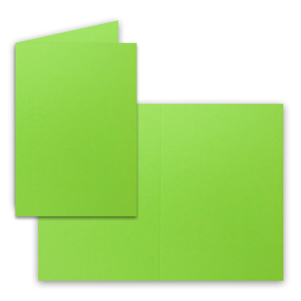 100x Falt-Karten DIN A6 in Hellgrün (Grün) - 10,5 x 14,8 cm - Blanko - Doppel-Karten - 220 g/m²